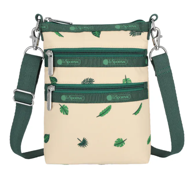 三層拉鍊斜背包   - 棕櫚風情