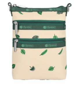 三層拉鍊斜背包   - 棕櫚風情