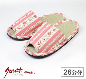 日本素花條膠底草拖 粉26CM