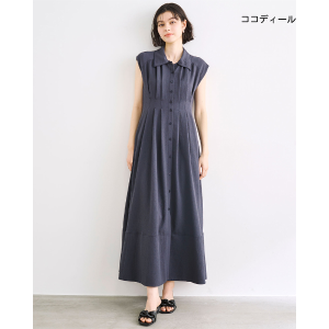 襯衫領無袖洋裝-木炭灰色