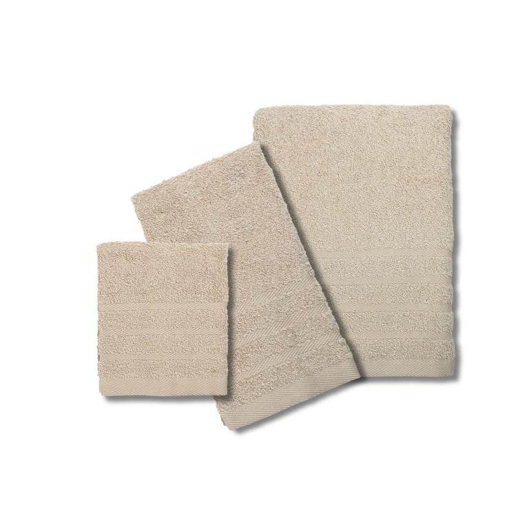 摩力諾有機棉超柔緞條方毛浴巾組-米色