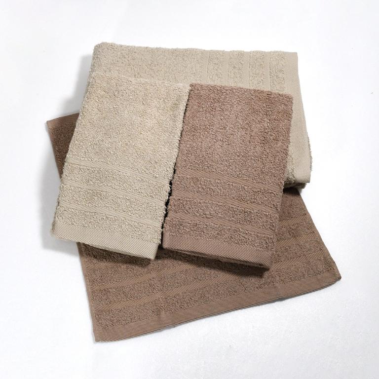 摩力諾有機棉超柔緞條方毛浴巾組-米色