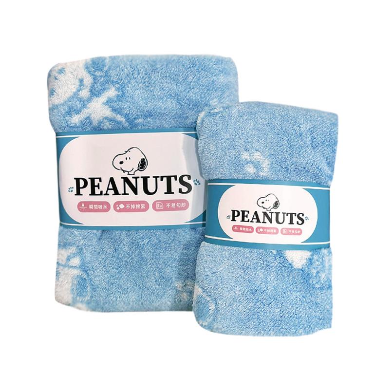 SNOOPY史努比 瞬間吸水緹花舒柔毛浴巾組-歐拉夫