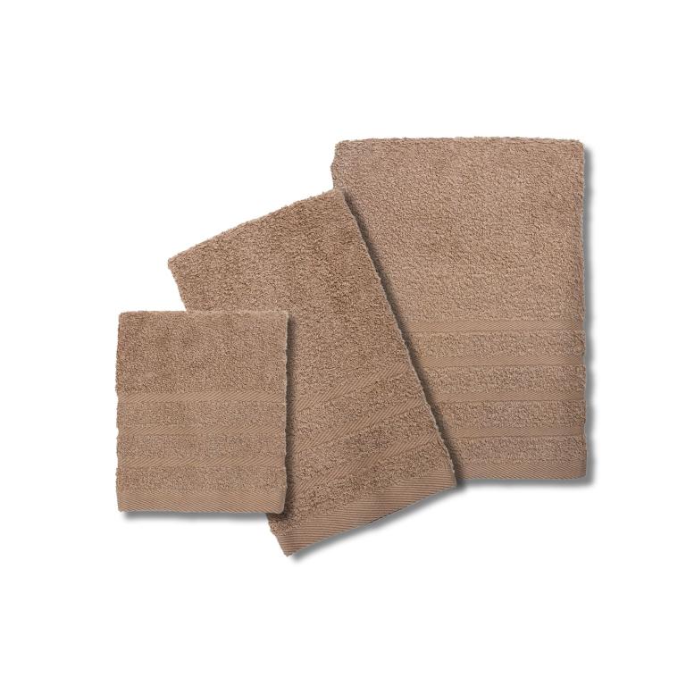 摩力諾有機棉超柔緞條方毛浴巾組-棕色