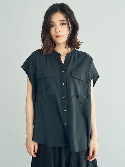 工裝風船領設計排釦短袖襯衫