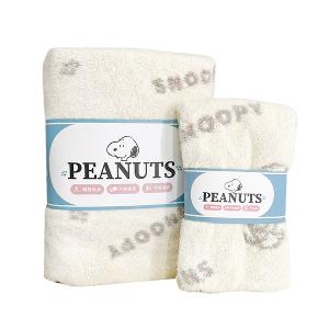 SNOOPY史努比 瞬間吸水緹花舒柔毛浴巾組-史努比