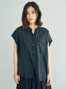 工裝風船領設計排釦短袖襯衫