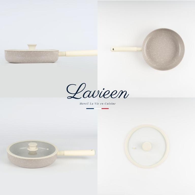【Korea King】韓國製 La Vie En - 不沾平底鍋(附鍋蓋) 26cm 霧岩灰