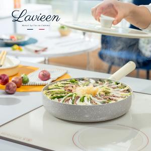 【Korea King】韓國製 La Vie En - 不沾平底鍋(附鍋蓋) 26cm 霧岩灰