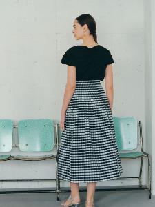 2WAY正反兩穿分層縮褶腰喇叭長裙