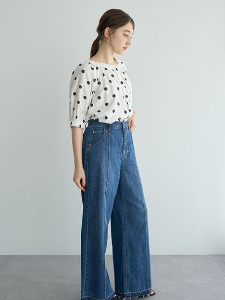 2WAY兩穿法一字領鬆緊設計單釦襯衫