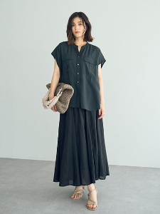 工裝風船領設計排釦短袖襯衫