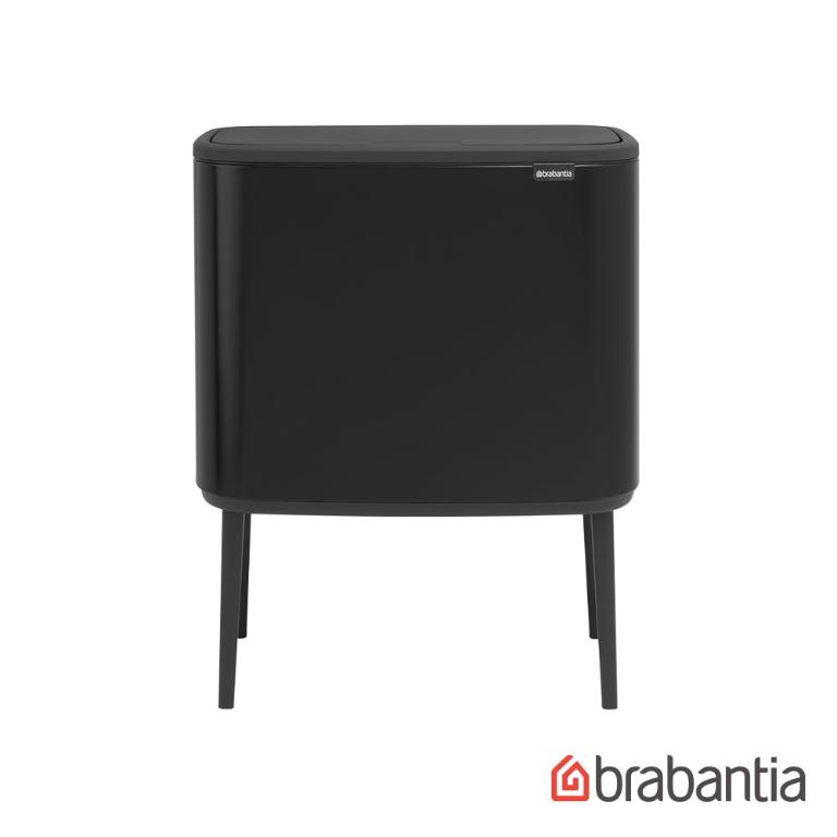 Brabantia BO系列-時尚按壓式垃圾筒11+23L-時尚黑