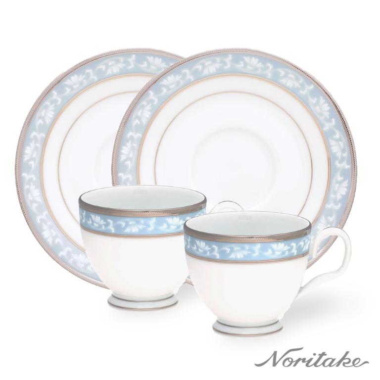 Noritake 花舞春風銀邊-對杯