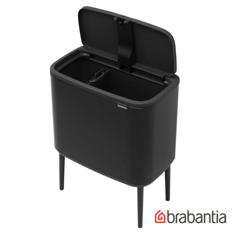 Brabantia BO系列-時尚按壓式垃圾筒11+23L-時尚黑