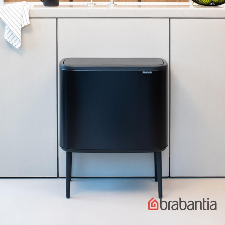 Brabantia BO系列-時尚按壓式垃圾筒11+23L-時尚黑