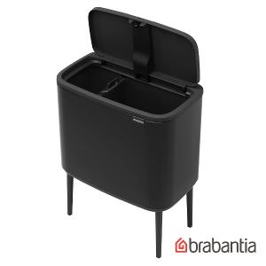 Brabantia BO系列-時尚按壓式垃圾筒11+23L-時尚黑
