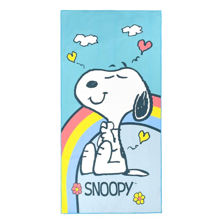 SNOOPY史努比 超細纖維印花大浴巾-彩虹