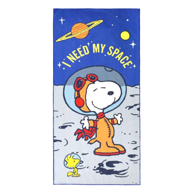 SNOOPY史努比 超細纖維印花大浴巾-太空