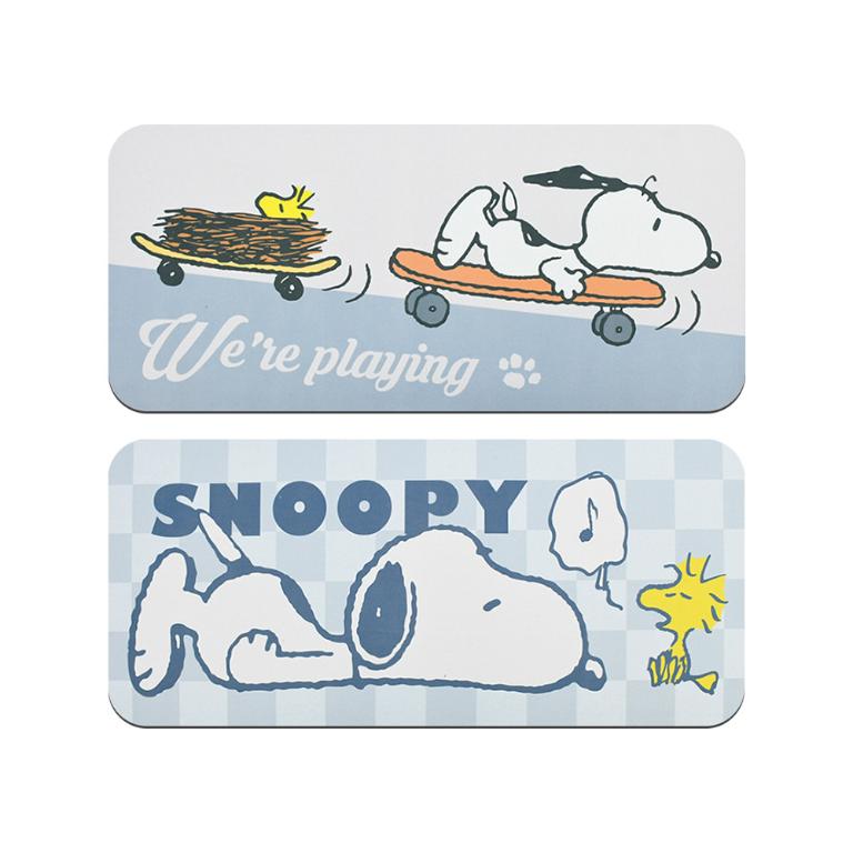 SNOOPY史努比 超吸水加長型止滑地墊-玩滑板