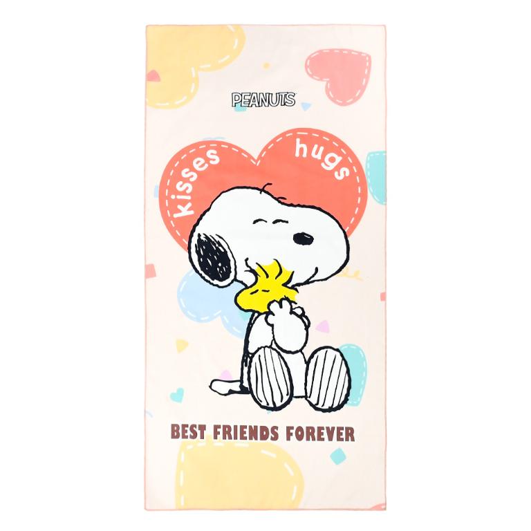 SNOOPY史努比 超細纖維印花大浴巾-愛心