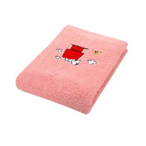 SNOOPY史努比 純棉刺繡浴巾-珊瑚紅