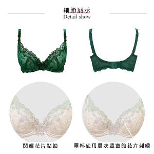 【思薇爾】香榭歌德系列B-E罩軟鋼圈蕾絲刺繡集中包覆女內衣(晶燦綠)