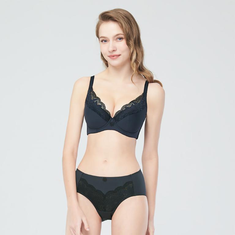 【思薇爾】舒漾Bra系列C-F罩軟鋼圈涼感消臭蕾絲包覆女內衣(科技藍)