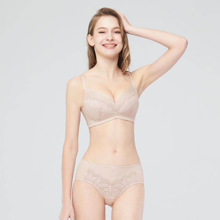 【思薇爾】舒漾Bra系列B-F罩無鋼圈涼感消臭蕾絲包覆女內衣(幽靜膚)