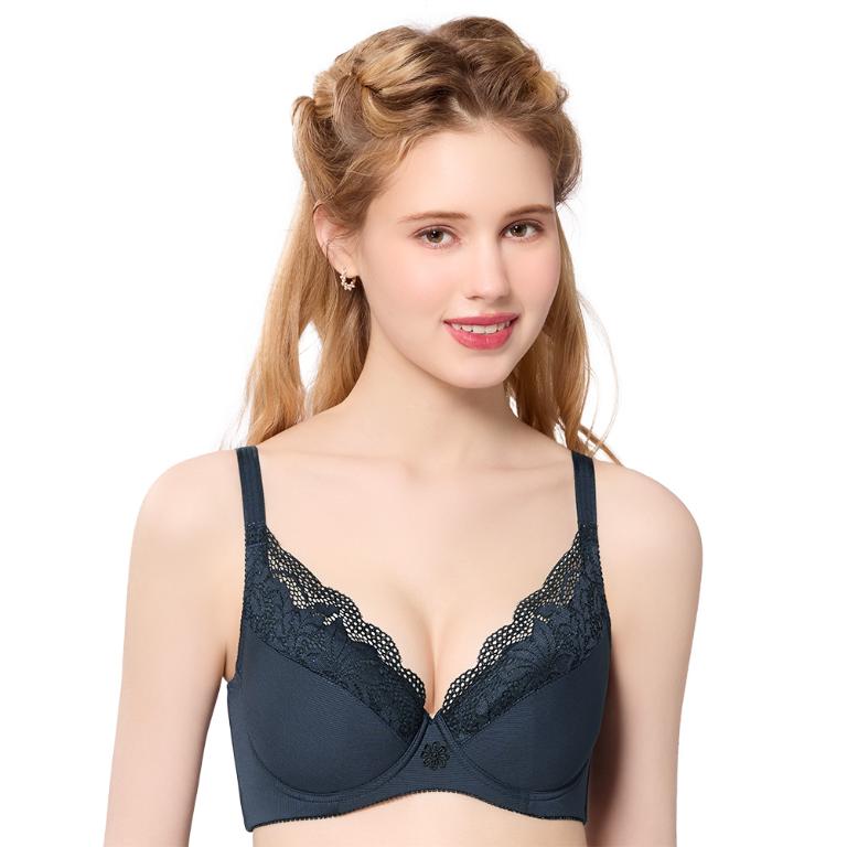 【思薇爾】舒漾Bra系列C-F罩軟鋼圈涼感消臭蕾絲包覆女內衣(科技藍)