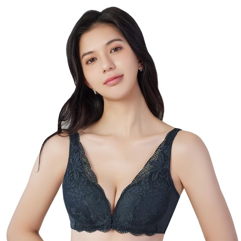 【思薇爾】舒漾Bra系列M-3XL無鋼圈模杯前扣式涼感消臭蕾絲包覆女內衣(科技藍)