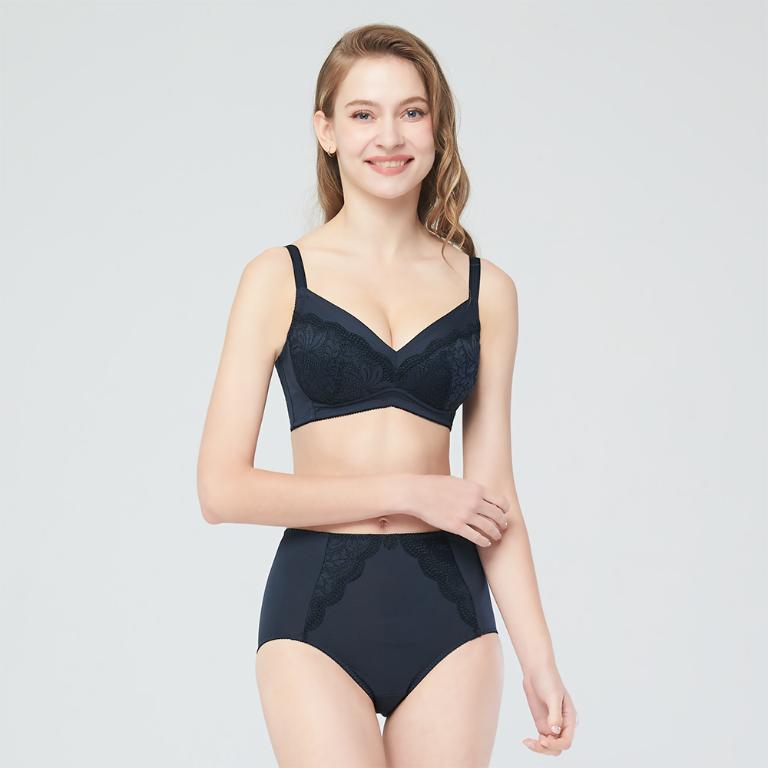 【思薇爾】舒漾Bra系列L-3XL涼感消臭蕾絲高腰三角女內褲(科技藍)