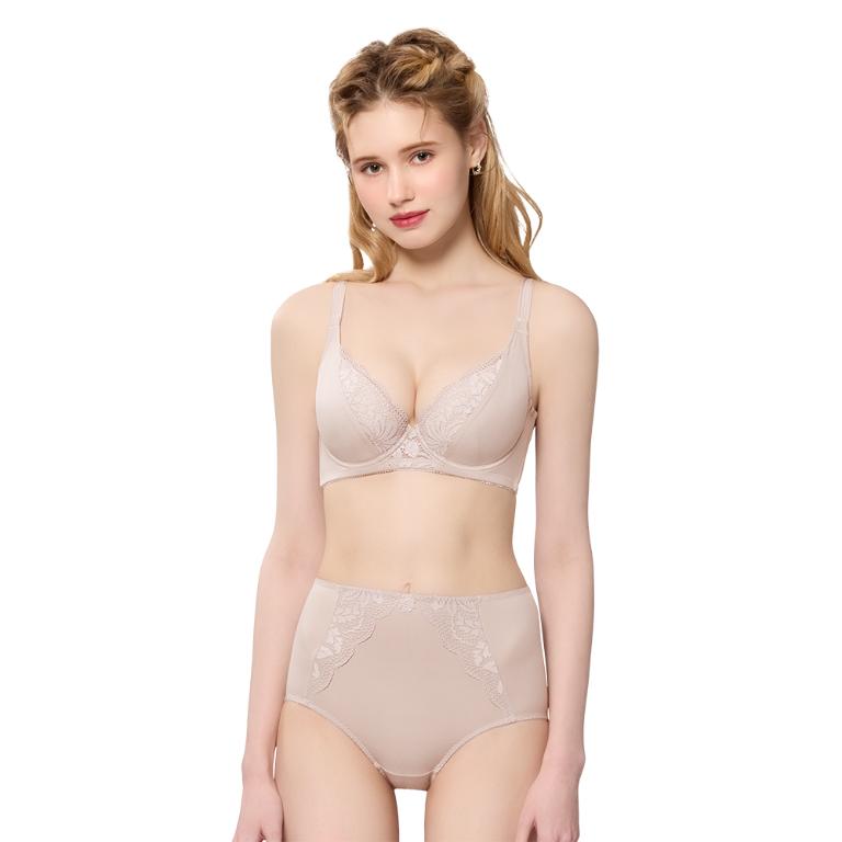 【思薇爾】舒漾Bra系列L-3XL涼感消臭蕾絲高腰三角女內褲(幽靜膚)