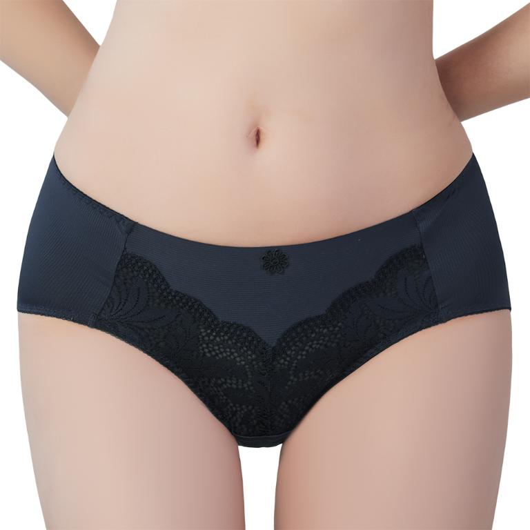 【思薇爾】舒漾Bra系列M-XXL涼感消臭蕾絲中腰三角女內褲(科技藍)
