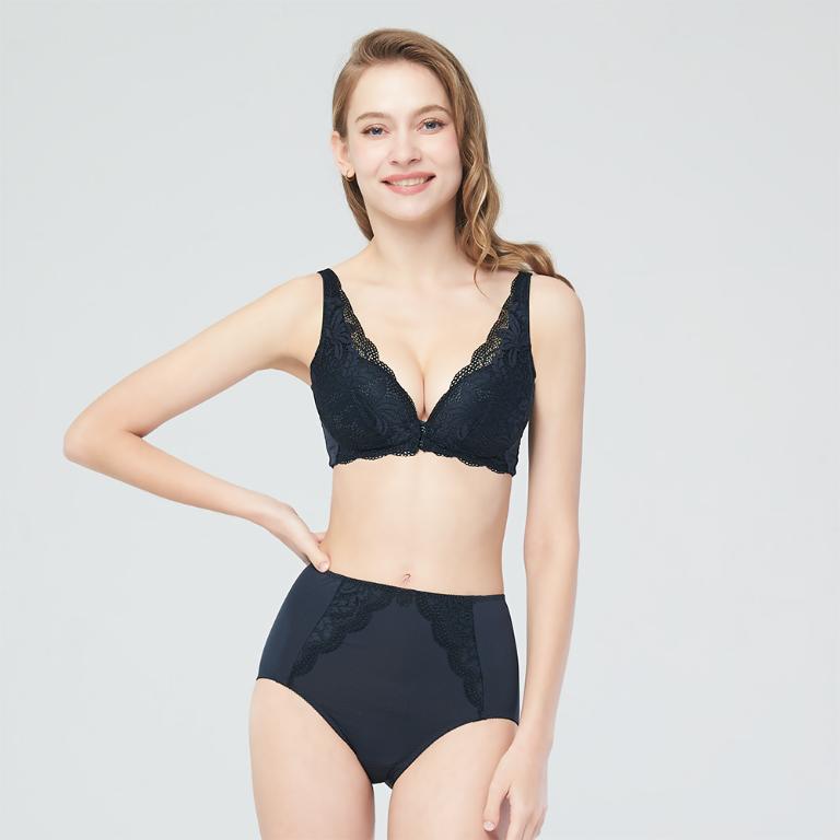 【思薇爾】舒漾Bra系列L-3XL涼感消臭蕾絲高腰三角女內褲(科技藍)
