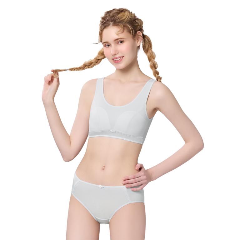 【思薇爾】耍花Young系列M-XXL無鋼圈素面透氣舒適包覆少女短背心(冷光灰)