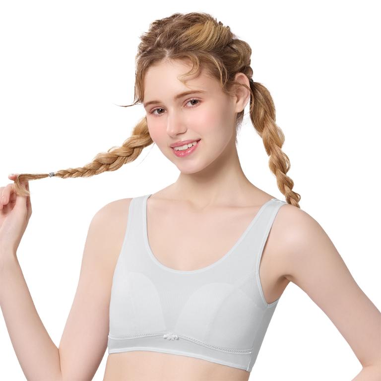 【思薇爾】耍花Young系列M-XXL無鋼圈素面透氣舒適包覆少女短背心(冷光灰)