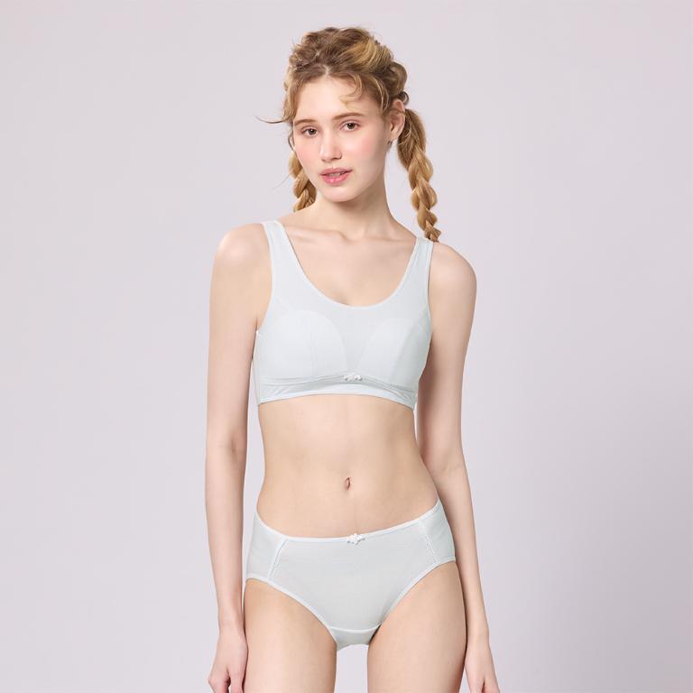 【思薇爾】耍花Young系列M-XXL無鋼圈素面透氣舒適包覆少女短背心(冷光灰)