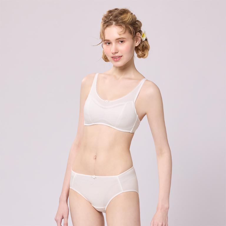 【思薇爾】耍花Young系列A-B罩無鋼圈素面透氣舒適包覆少女內衣(瓷白色)