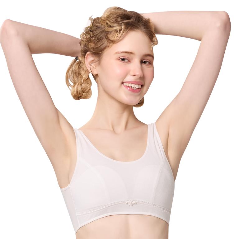 【思薇爾】耍花Young系列M-XXL無鋼圈素面透氣舒適包覆少女短背心(瓷白色)