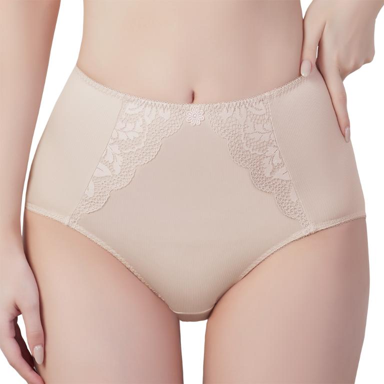 【思薇爾】舒漾Bra系列L-3XL涼感消臭蕾絲高腰三角女內褲(幽靜膚)