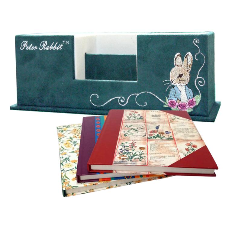 PETER RABBIT 比得兔仿麂皮電繡置物盒送筆記本