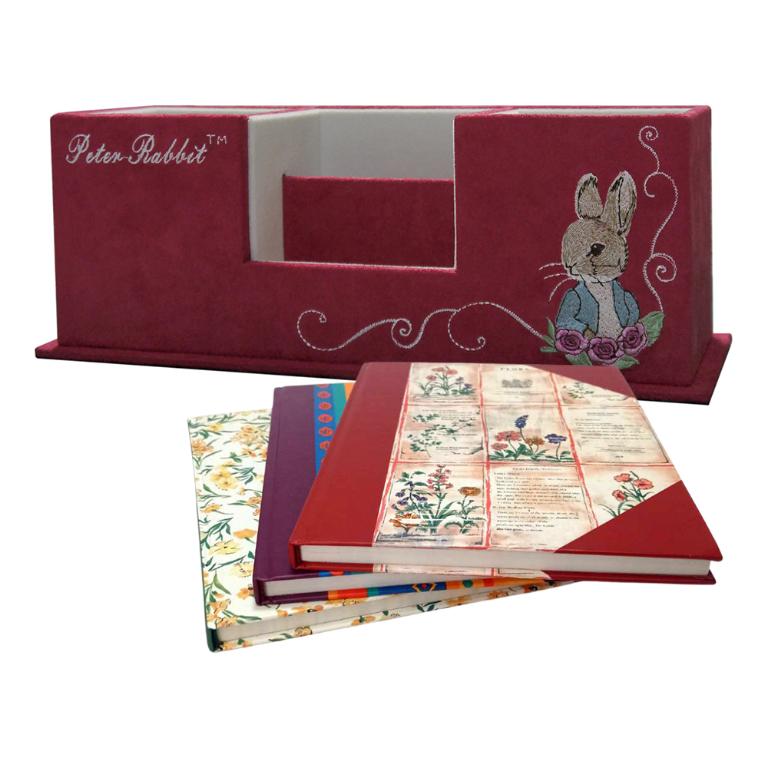 PETER RABBIT 比得兔仿麂皮電繡置物盒送筆記本