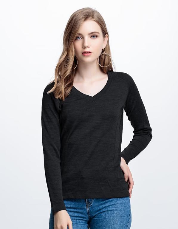 JORDON 女款V領美利諾羊毛保暖衣