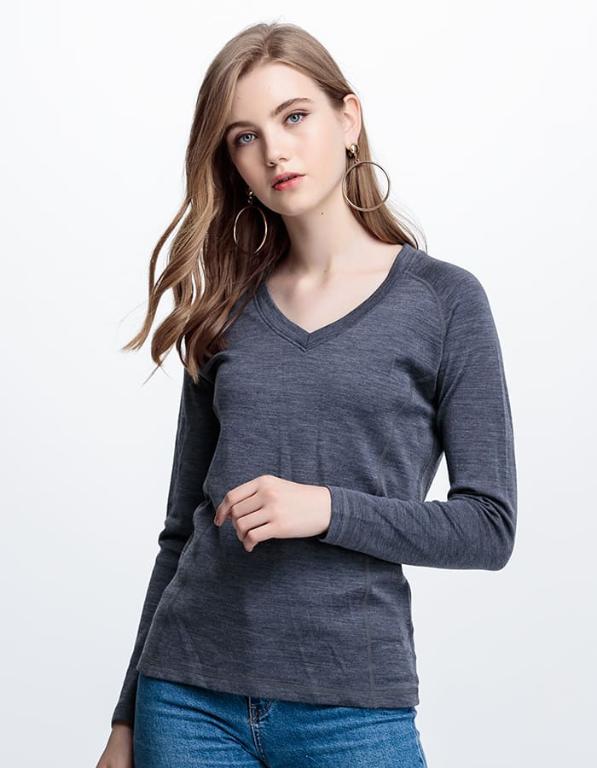 JORDON 女款V領美利諾羊毛保暖衣