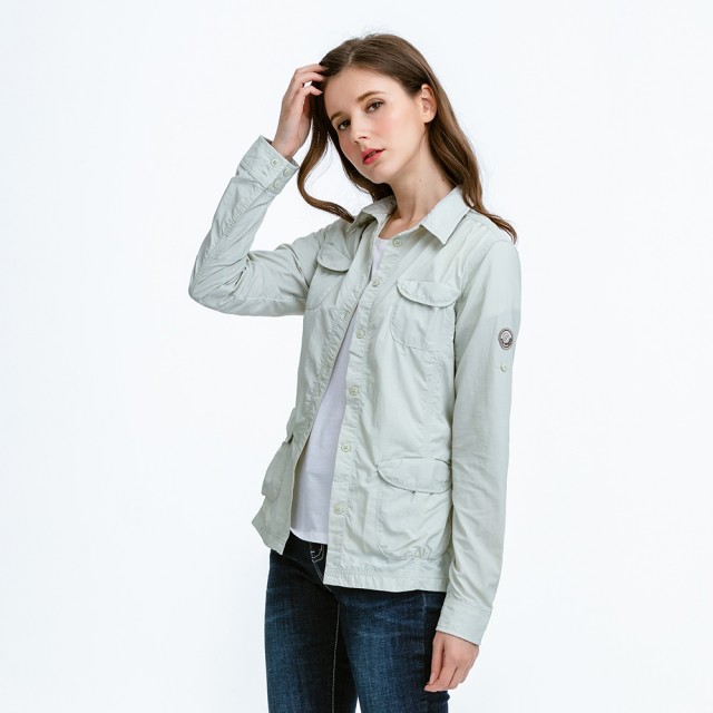 JORDON 大地系女孩抗UV長袖襯衫