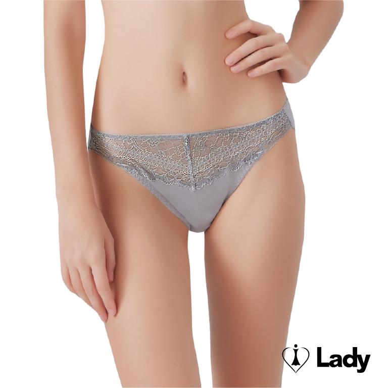 Lady 花畔微夢系列 蕾絲 中腰 三角褲 (晨曦灰)