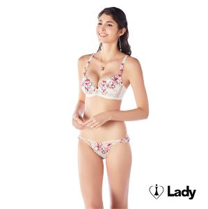 Lady 逐夢花影系列 刺繡 蕾絲 低腰 丁字褲 (雪梅紅)