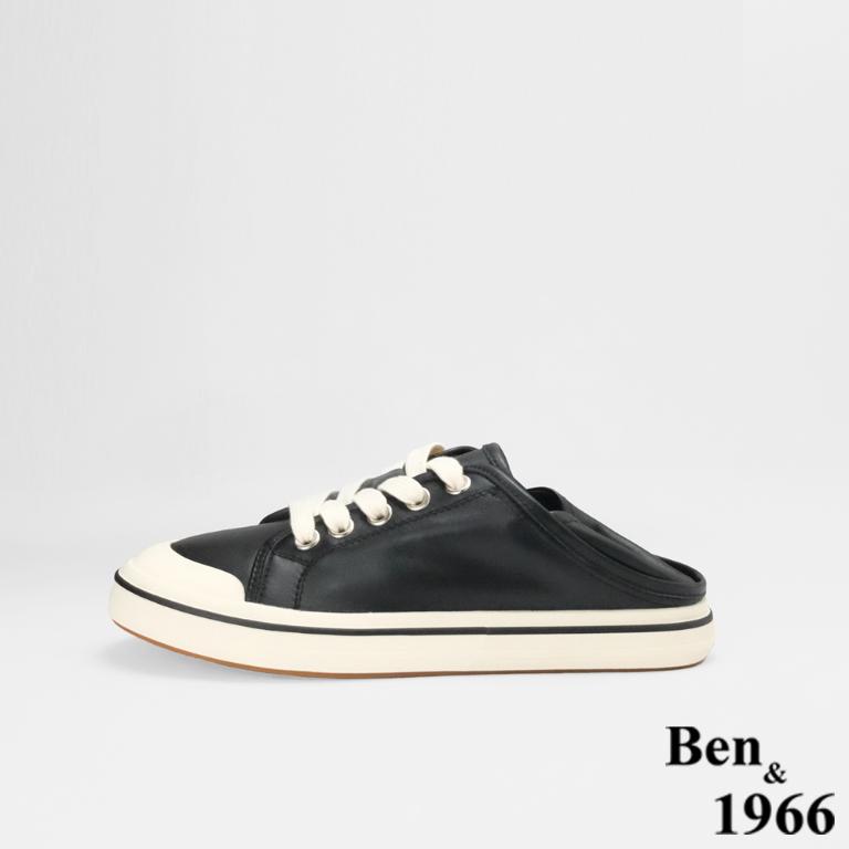 Ben&1966高級頭層牛皮流行柔軟舒適休閒鞋-黑(256511)