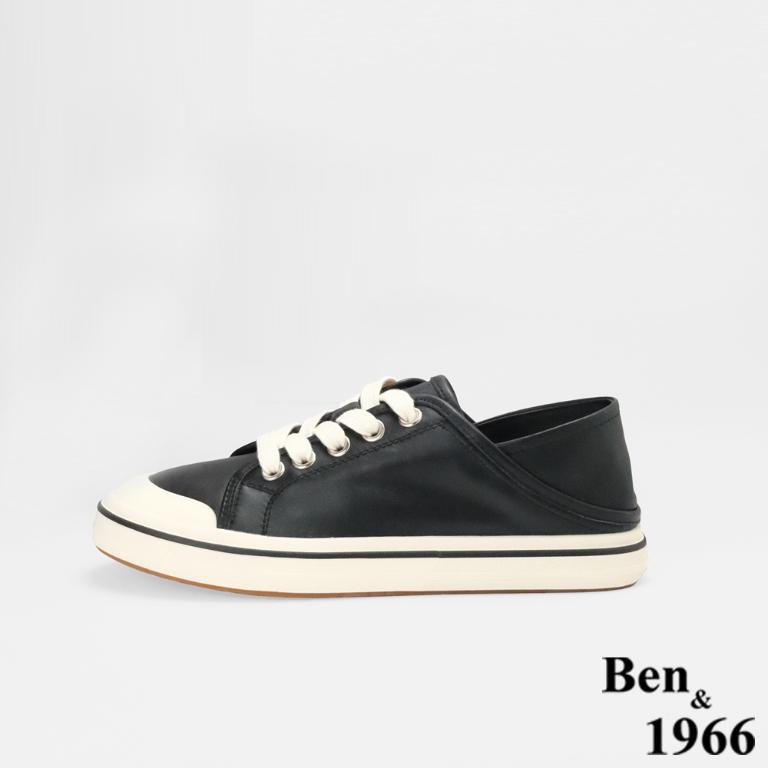 Ben&1966高級頭層牛皮流行柔軟舒適休閒鞋-黑(256511)